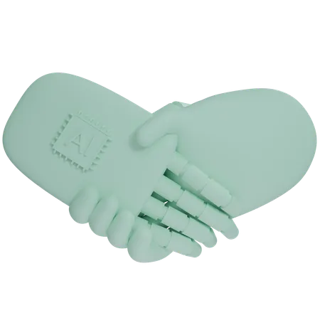 Ai Hand Shake With Human Hand  3D Icon