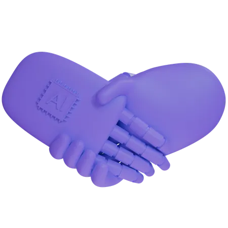 Ai Hand Shake With Human Hand  3D Icon