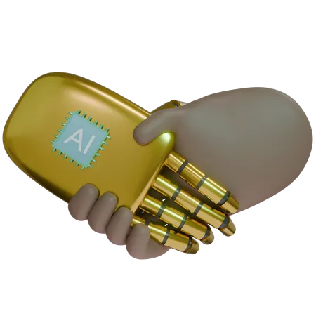 Ai Hand Shake With Human Hand  3D Icon