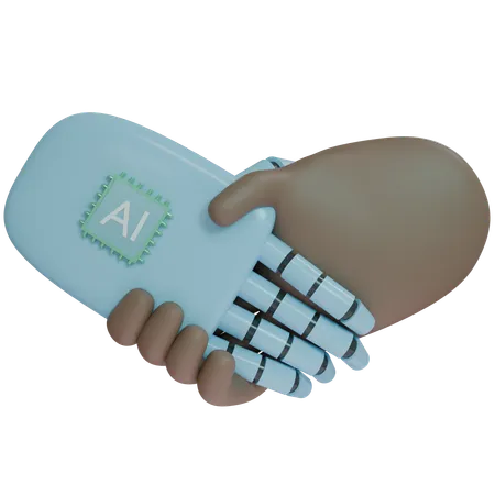 Ai Hand Shake With Human Hand  3D Icon