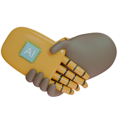 Ai Hand Shake With Human Hand  3D Icon