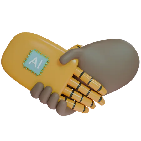 Ai Hand Shake With Human Hand  3D Icon