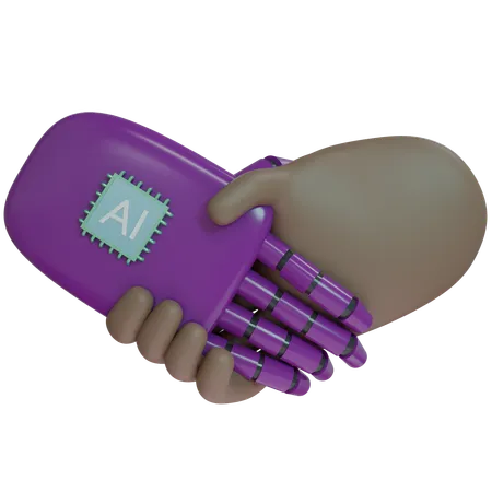 Ai Hand Shake With Human Hand  3D Icon