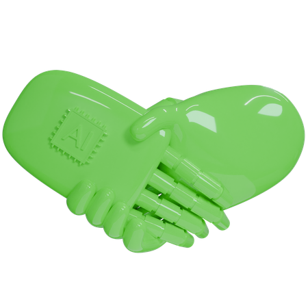 Ai Hand Shake With Human Hand  3D Icon