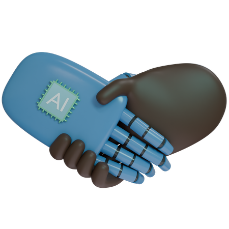 Ai Hand Shake With Human Hand  3D Icon