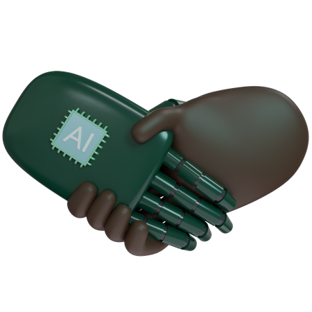 Ai Hand Shake With Human Hand  3D Icon