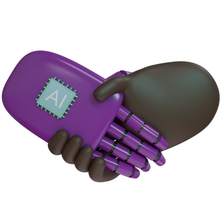 Ai Hand Shake With Human Hand  3D Icon