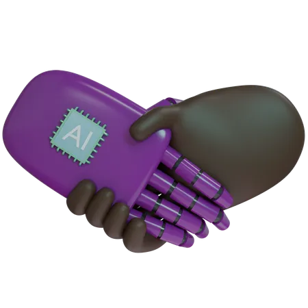 Ai Hand Shake With Human Hand  3D Icon