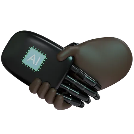 Ai Hand Shake With Human Hand  3D Icon