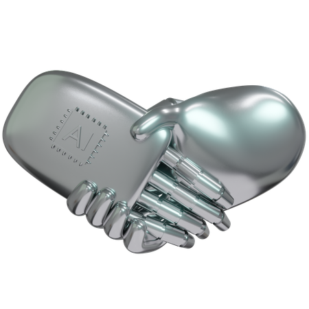 Ai Hand Shake With Human Hand  3D Icon