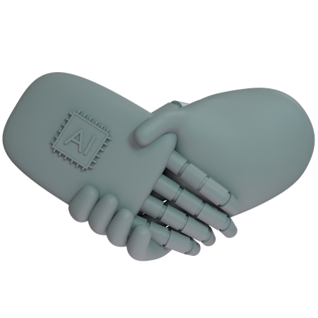 Ai Hand Shake With Human Hand  3D Icon