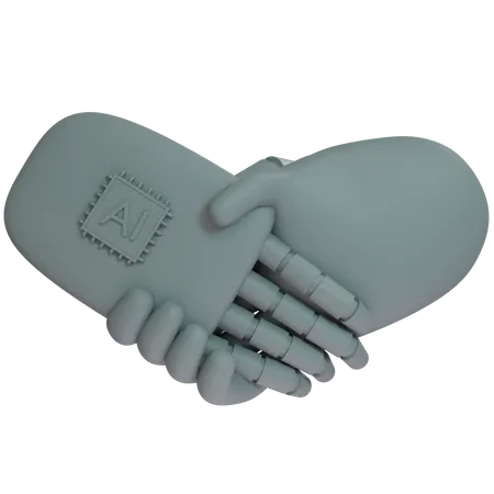 Ai Hand Shake With Human Hand  3D Icon