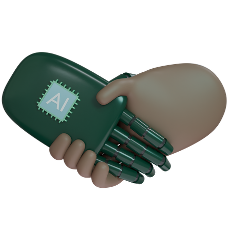 Ai Hand Shake With Human Hand  3D Icon