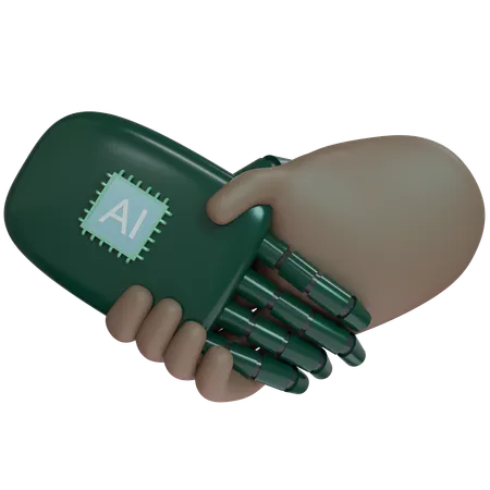 Ai Hand Shake With Human Hand  3D Icon