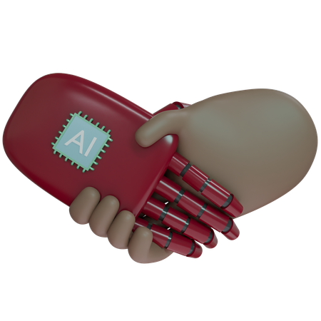 Ai Hand Shake With Human Hand  3D Icon