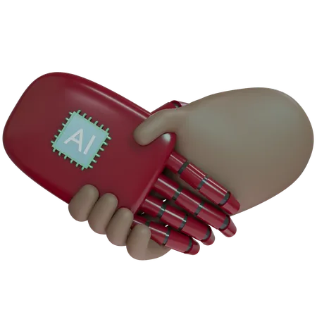 Ai Hand Shake With Human Hand  3D Icon