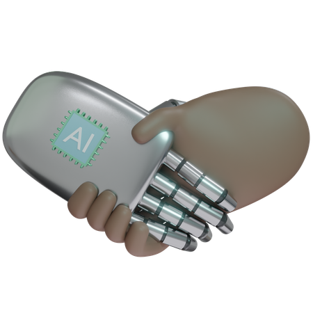 Ai Hand Shake With Human Hand  3D Icon