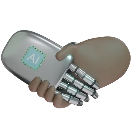 Ai Hand Shake With Human Hand  3D Icon