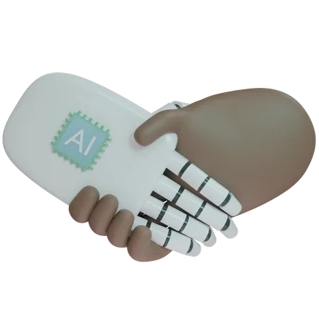 Ai Hand Shake With Human Hand  3D Icon