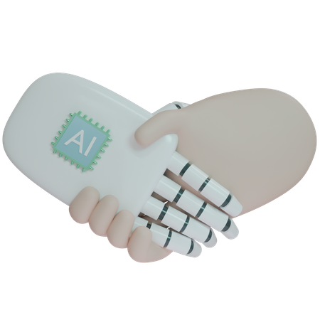 Ai Hand Shake With Human  3D Icon