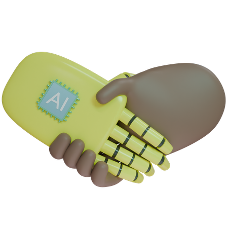 Ai Hand Shake With Human Hand  3D Icon