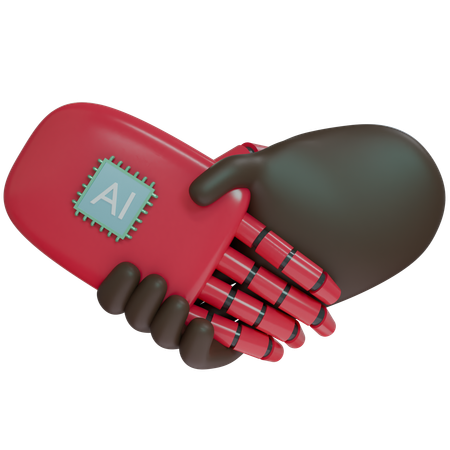 Ai Hand Shake With Human Hand  3D Icon