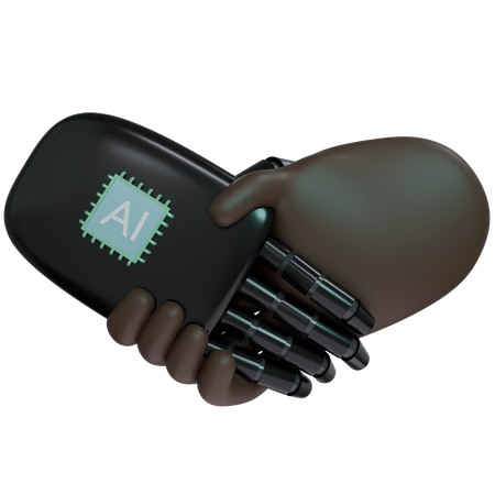 Ai Hand Shake With Human Hand  3D Icon