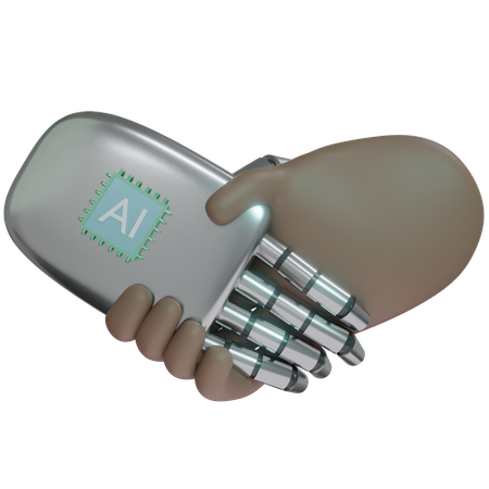Ai Hand Shake With Human Hand  3D Icon