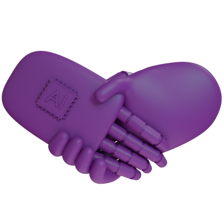Ai Hand Shake With Human Hand  3D Icon