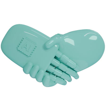 Ai Hand Shake With Human Hand  3D Icon