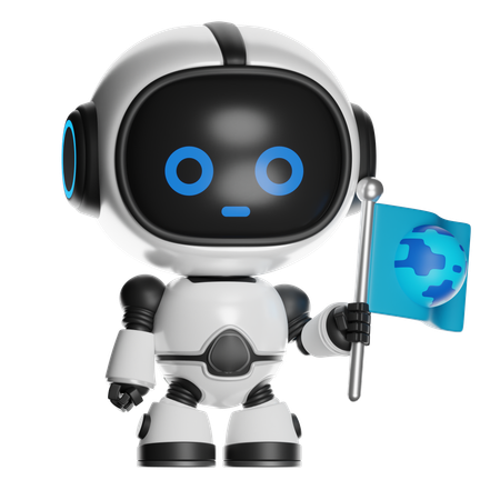 Ai Holding Global Flag Sign  3D Icon