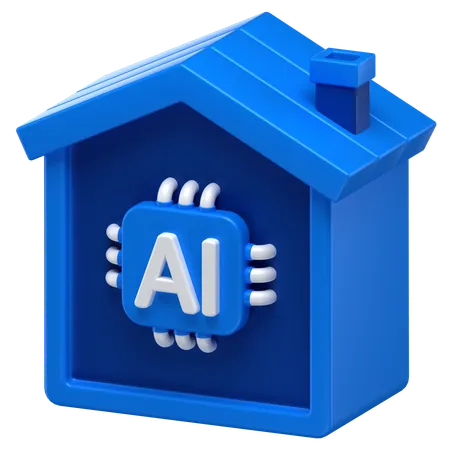 3 D Icon Of A Smart Home With An Ai Chip 3D Icon