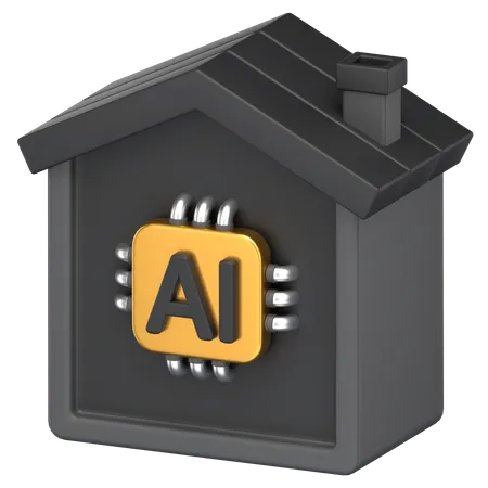 3 D Icon Of A Smart Home With An Ai Chip 3D Icon