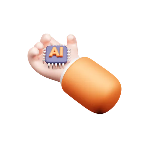 손에 AI  3D Icon