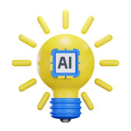 AI Light Bulb  3D Icon
