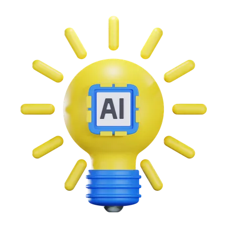 AI Light Bulb  3D Icon