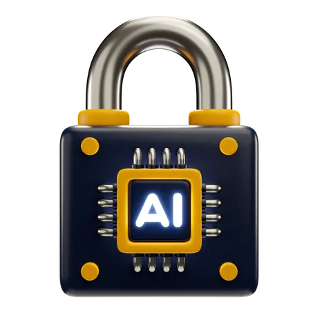 3 D Icon Illustration Of AI Lock With Chip 3D Icon