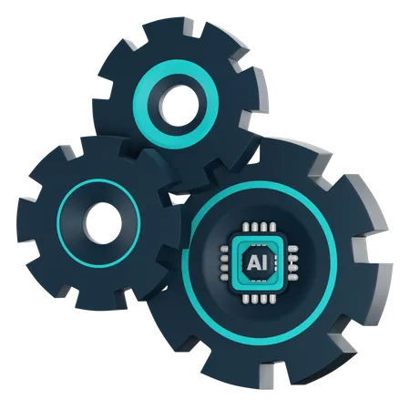 3 D Icon Illustration Ai Machine Management With Gear Symbol For Artificial Intelligence Computer Based Processing Concept 3 D Render Icon Illustration Design 3D Icon
