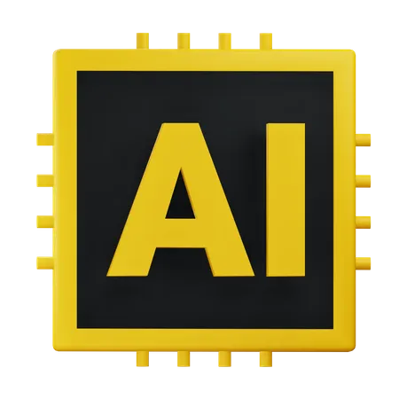3 D Ai Microchip Illustration With Alpha Background 3D Icon