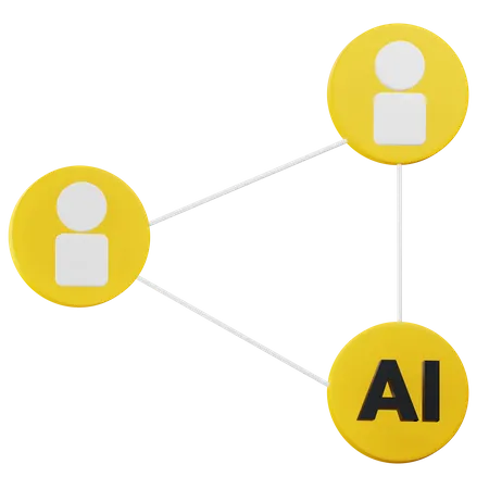 3 D Ai Networking Illustration With Alpha Background 3D Icon