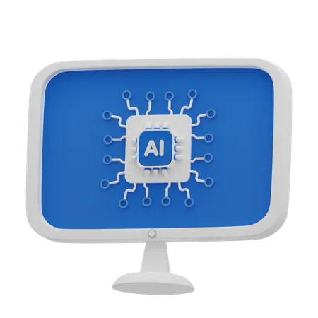 AI on Computer  3D Icon