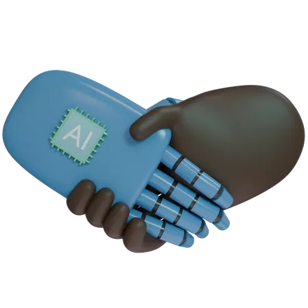 AI Hand Shake avec la main humaine  3D Icon