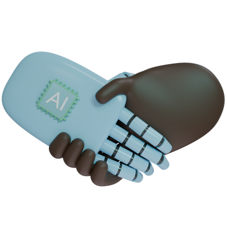 AI Hand Shake avec la main humaine  3D Icon