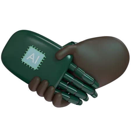 AI Hand Shake avec la main humaine  3D Icon