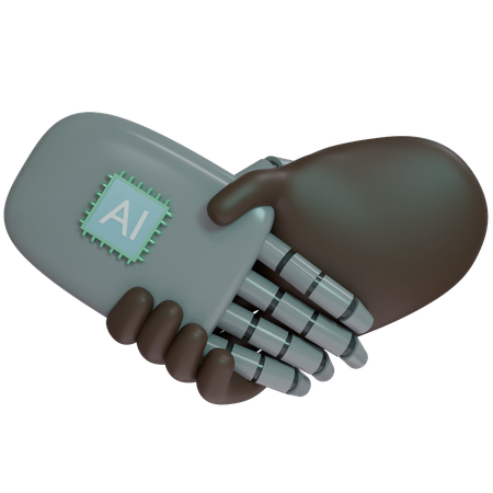 AI Hand Shake avec la main humaine  3D Icon