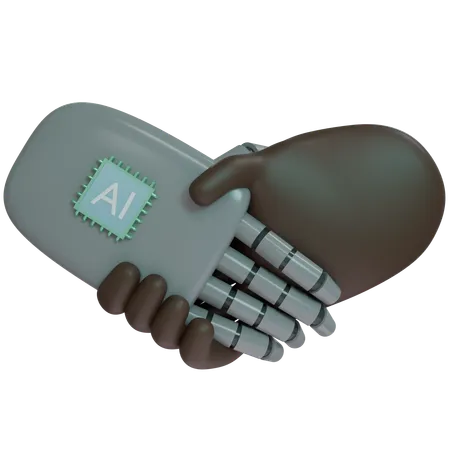 AI Hand Shake avec la main humaine  3D Icon