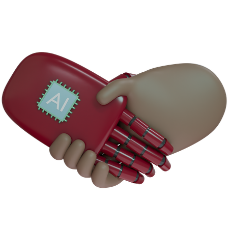 AI Hand Shake avec la main humaine  3D Icon