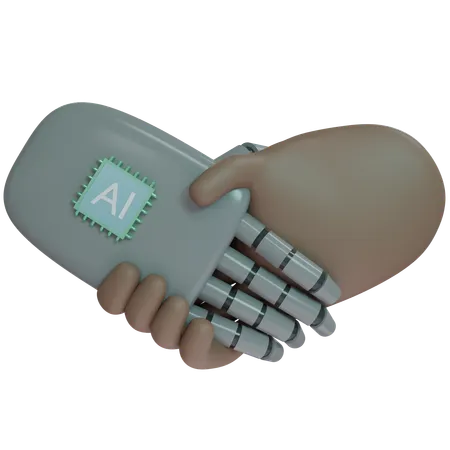 AI Hand Shake avec la main humaine  3D Icon