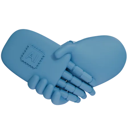 AI Hand Shake avec la main humaine  3D Icon