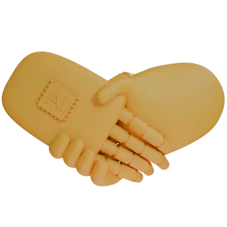 AI Hand Shake avec la main humaine  3D Icon